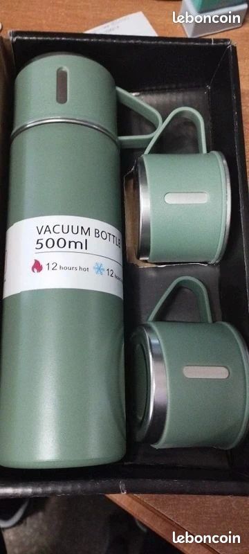 LOT DE 2 Coffrets 3 pièces Thermo inoxydable avec 2 Tasses Pour bureau, pique nique, voyage ect (image 4)