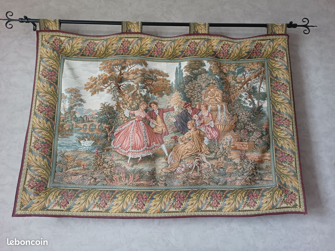 Lot De 2 Tapisseries Belges Vintage - Gobelins Mural Floral - 82x62cm - Très Bon état
