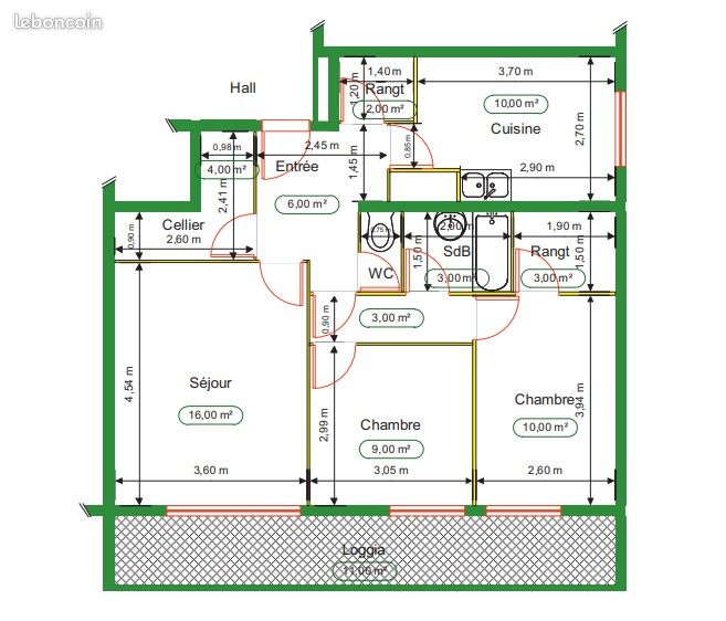 Appartement 3 pièces 67 m² · à Genlis · 67 m² · 482 €/mois