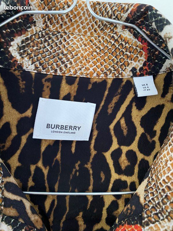 Burberry robe en soie imprimé léopard et python taille 36 (image 4)