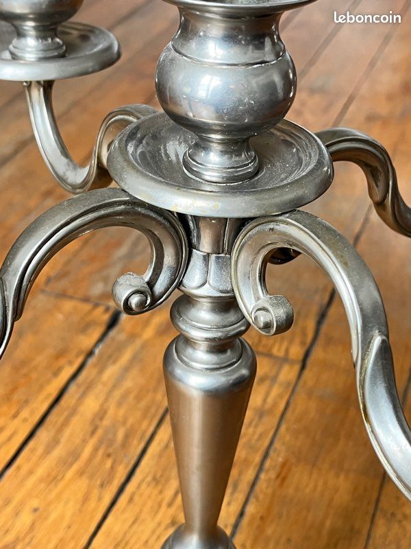 Chandelier vintage en métal argenté (image 6)