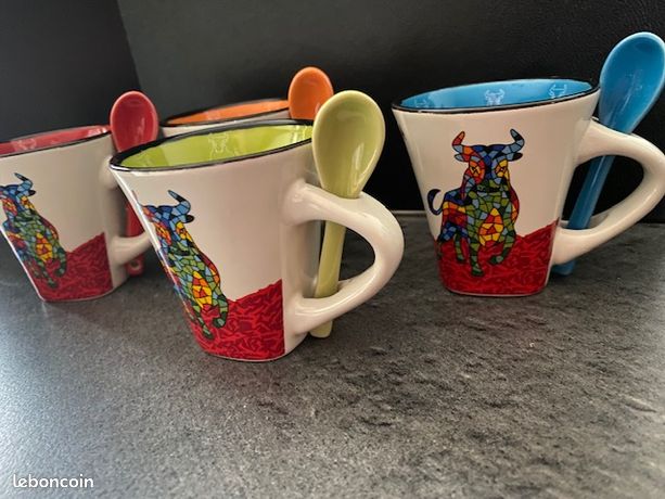 service thé café Boch tasses sous-tasses, théière, bleu gris pas cher –  MAISON DE FAMILLE BROCANTE ART DE LA TABLE