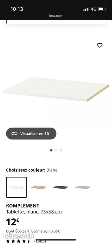 Tablette KOMPLEMENT pour caisson IKEA PAX 75x58 (image 4)