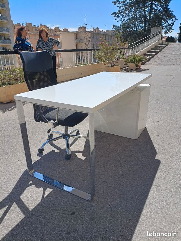 Bureau Masdrovia laqué blanc 160x70 cm (image 5)
