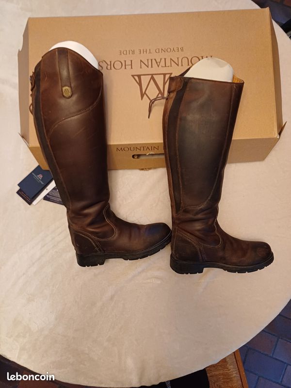 Boots équitation croute de cuir junior - 500 marron CAPERLAN