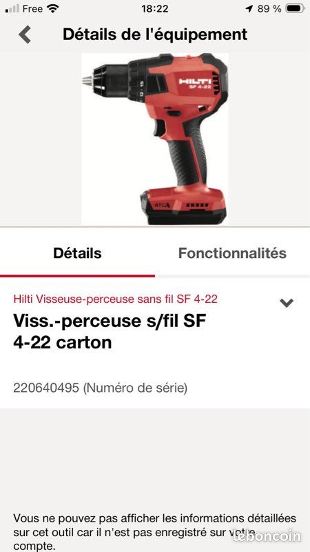 Outils Hilti SF Disponibles à la Vente