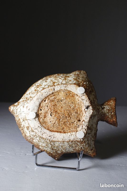 Vide poches céramique vintage formant poisson grès chamotté design brut (image 6)