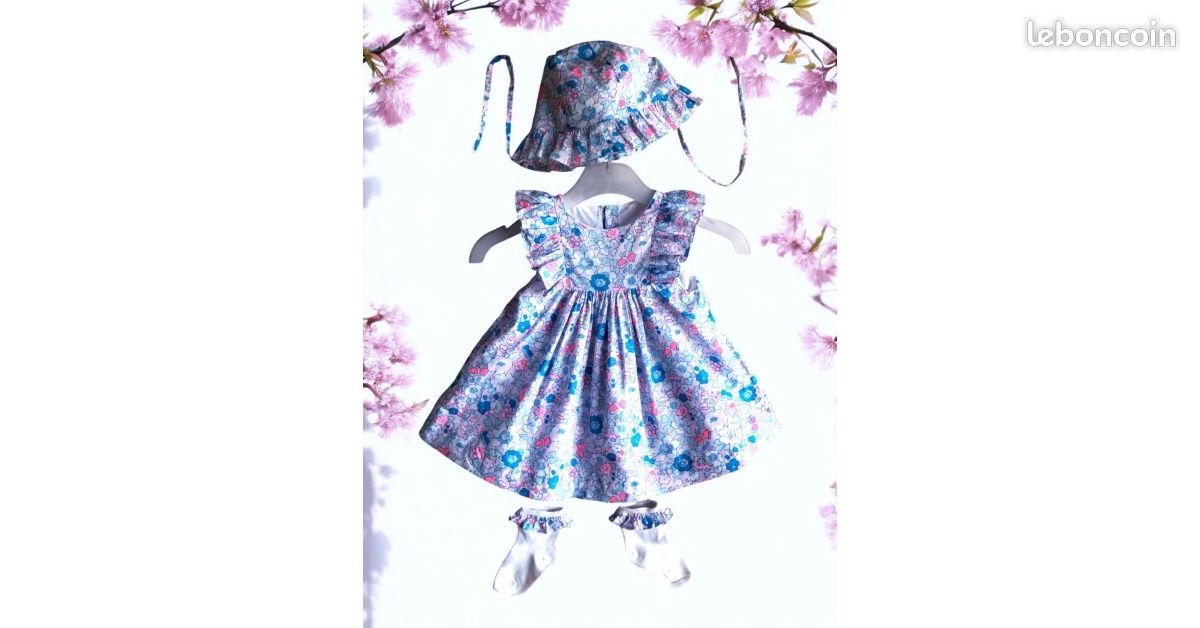 Jacadi ensemble 4p bébé fille imprimé liberty, volants touches