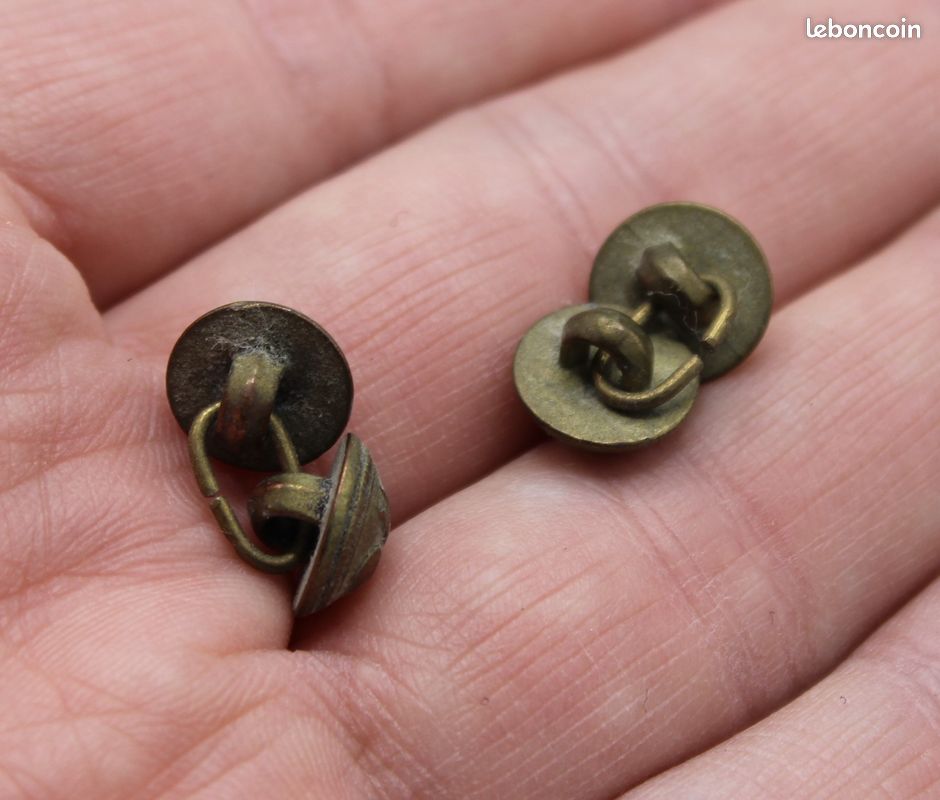 Boutons De Col Manchette Anciens En Pierre De Soleil - Style Antique - Occasion - Parfaits Pour Collection Ou Customisation