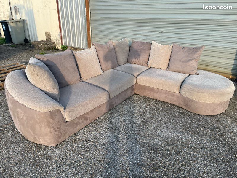 Canapé d’angle gris / beige / taupe (image 1)