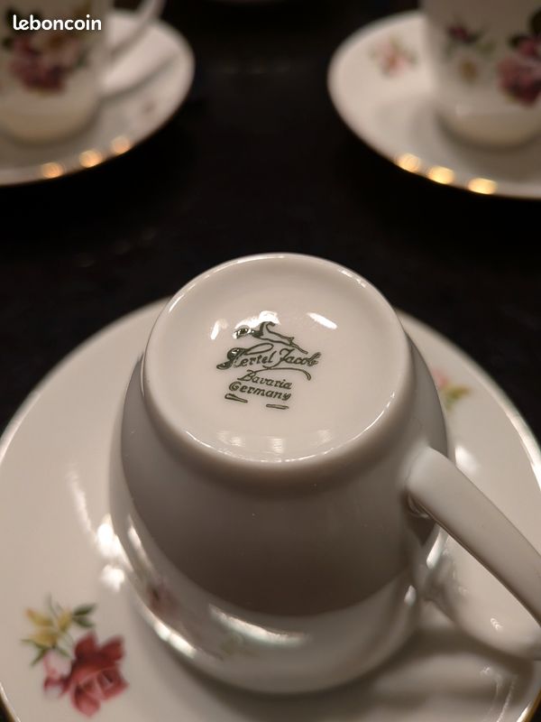 Service 6 Tasses et Soucoupes Porcelaine Vintage - Hertel Jacob Bavaria (image 4)