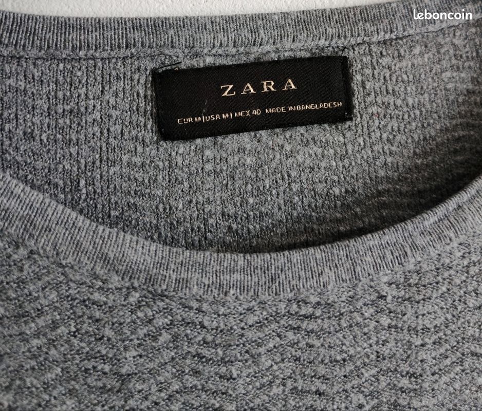 Pull gris Zara à texture fine taille M ( entre S / M ) (image 3)
