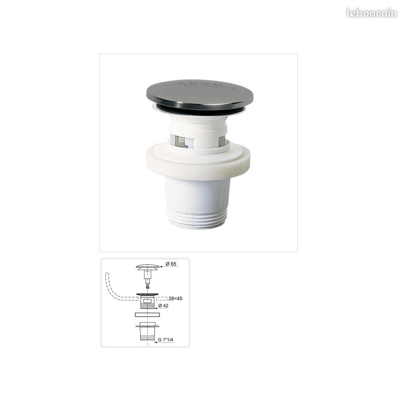 Bonde de lavabo "Clic-Clac" Wirquin 30723993 Clapet INOX - NEUF (image 1)