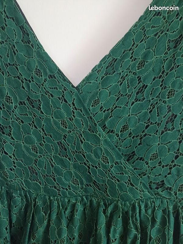 Robe en dentelle verte Zara Woman | Taille L | Excellent état | (image 3)