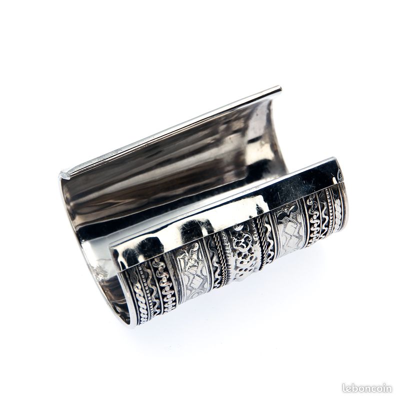Jonc Argent Femme - Bracelet 925 Carve Vintage Motif Ethnique Ouvert Manchette Amitié - Bijoux Dames Cadeaux d'Anniversaire pour Sœurs Ami Maman