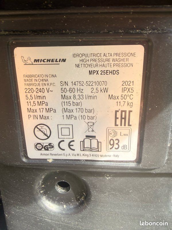 Nettoyeur haute pression MICHELIN MPX25EHDSP (image 2)