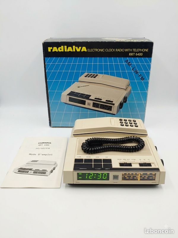 Radio-réveil téléphone Radialva RRT 6400 — Vintage / Années 80 (Complet en boîte) (image 1)