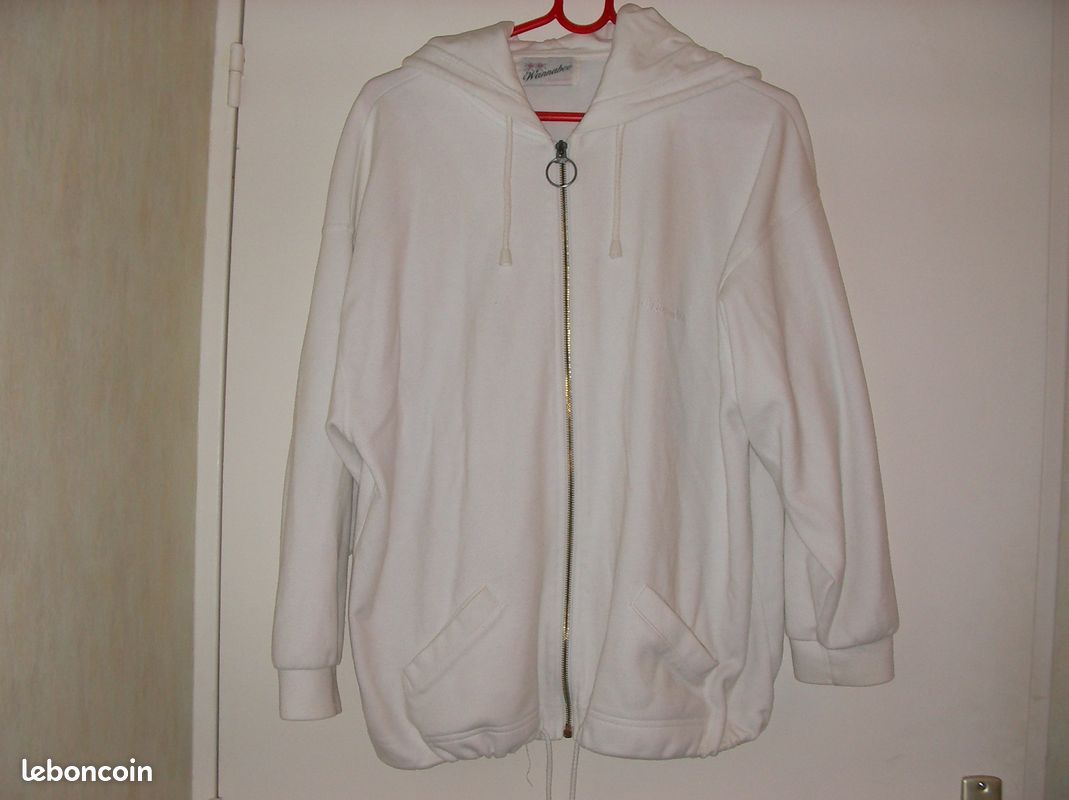Veste blanche sport 6 avec capuche taille L (image 1)