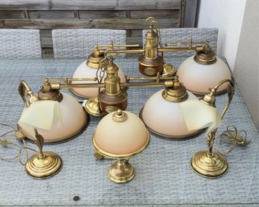 Lot De 3 Lampes De Transport Murales En Laiton - Style Français Ancien 1800 - Équipées LED