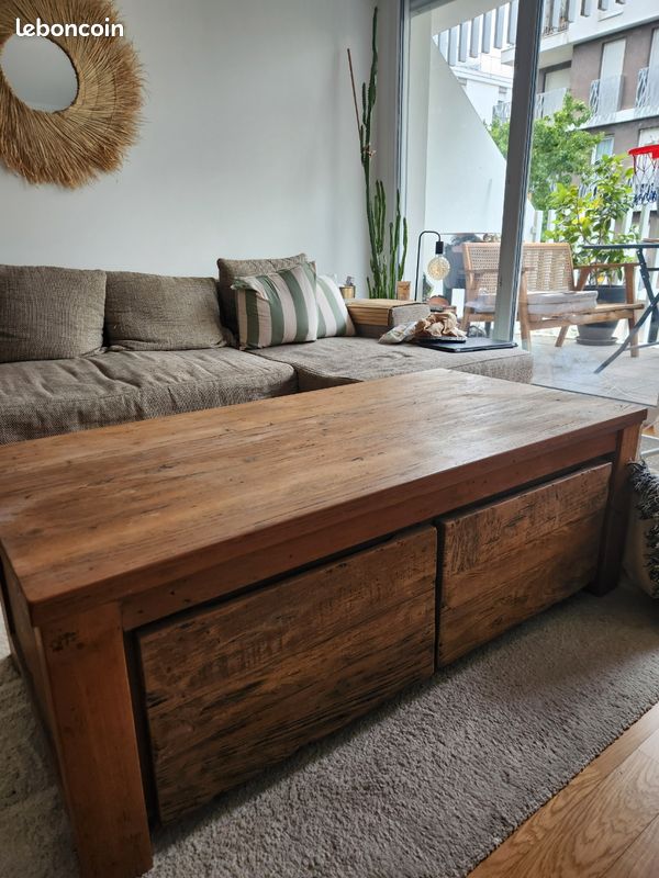Table basse teck massif AMPM (image 1)