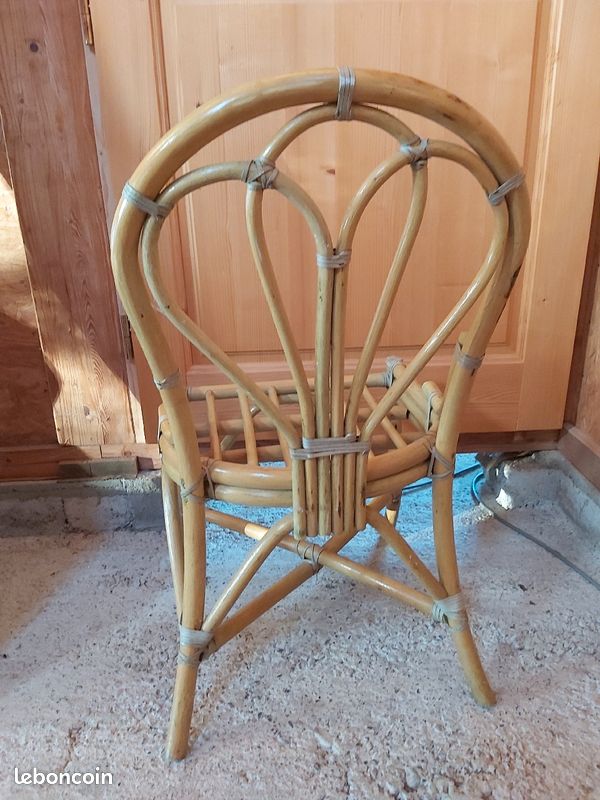 Chaise rotin cérusée naturel et vert (image 3)