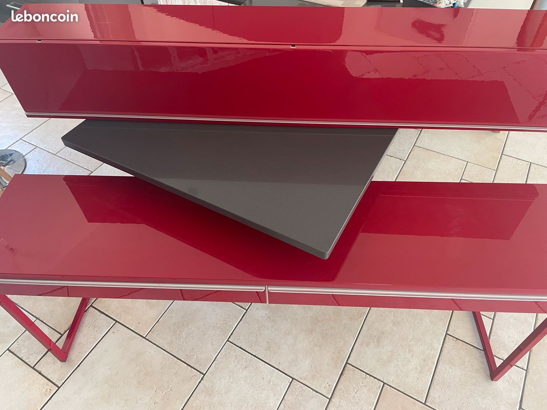 Bureau/console IKEA BESTA BURS rouge + Étagère (image 2)