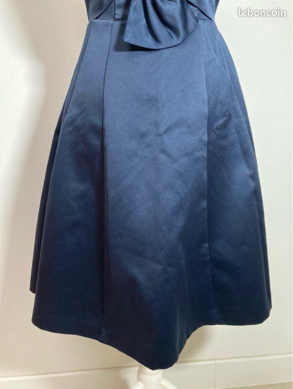 Robe Bustier Longue Froncée Bleu Marine À Barre En V | Robes | PLT FR