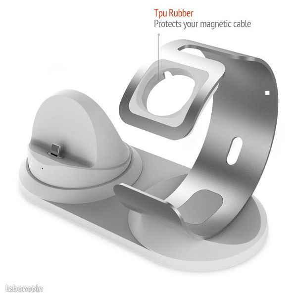 Socle chargement Compatible Apple Watch et iPhone (2 en 1) "Aluminium" (NEUF) (image 6)