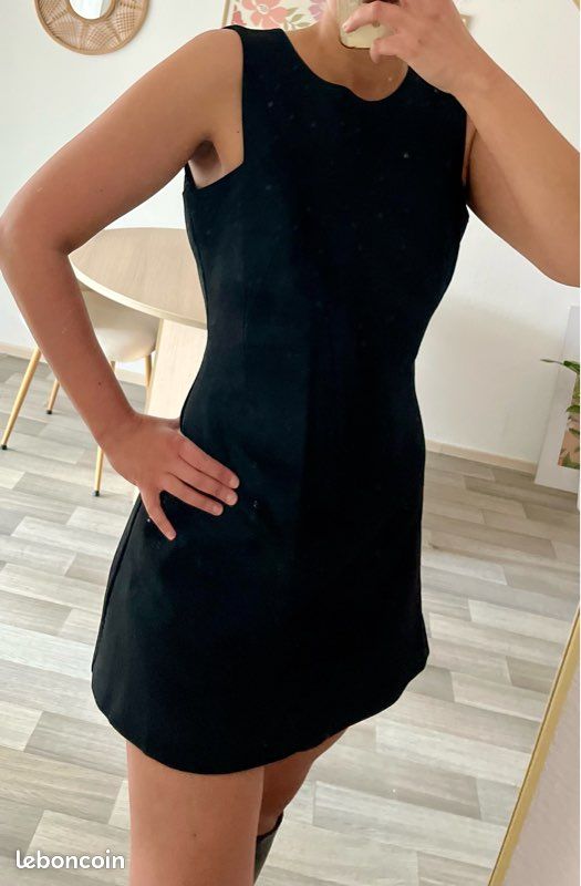 Petite Robe Noire Zara En Gaze De Coton - Taille L - Longueur Genou - Neuve Sans étiquette