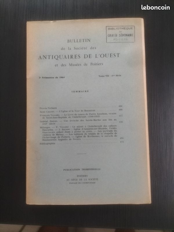 Bulletin de la société des antiquaires de l'ouest et des musées de Poitiers livre (image 1)