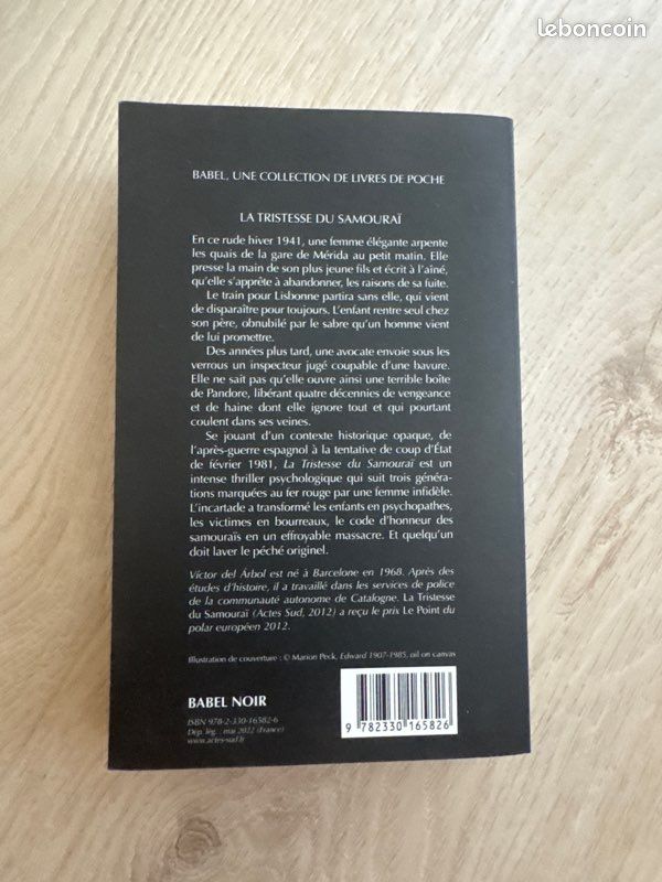 Livre Victor del arbol La tristesse du Samouraï (image 2)