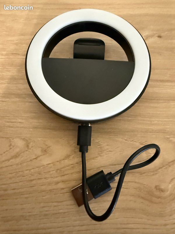 Anneau Lumineux LED Pour Selfie Et Photo Rapprochée - 3 Modes D'éclairage, Portable, Pour Smartphone, Couleur Noire
