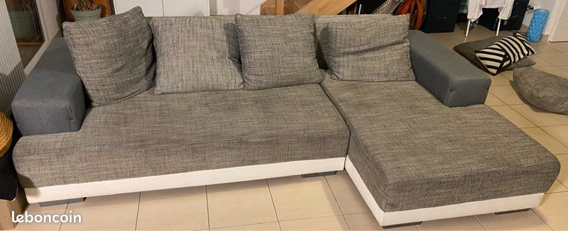 Méridienne Convertible Maison De La Literie – 3 Places – Tissu Coton Rouille/bleu – Fabriquée En France