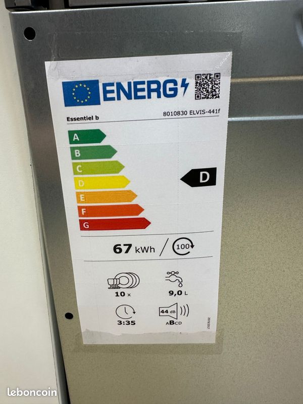 44rules Lave-vaisselle ESSENTIELB 10 couverts 44 dB - Électroménager