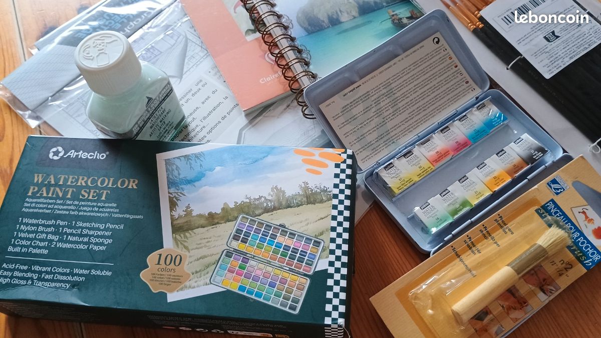 AQUARELLE set NEUF Pinceaux - Godets - Papier et autres articles (image 2)