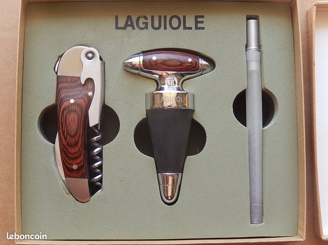 Laguiole Sommelier à Levier Simple - Tire-Bouchon, Découpe Capsule & Décapsuleur - Coffret Cadeau