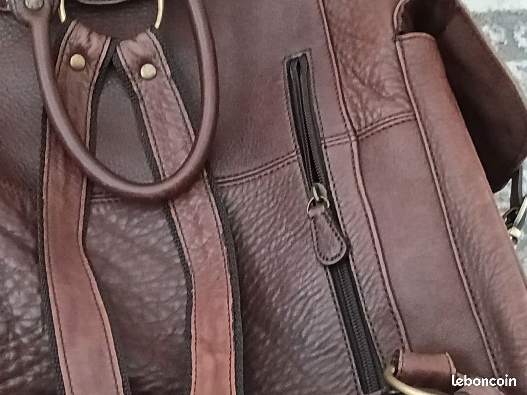 Très beau sac à dos vintage en cuir véritable (image 13)