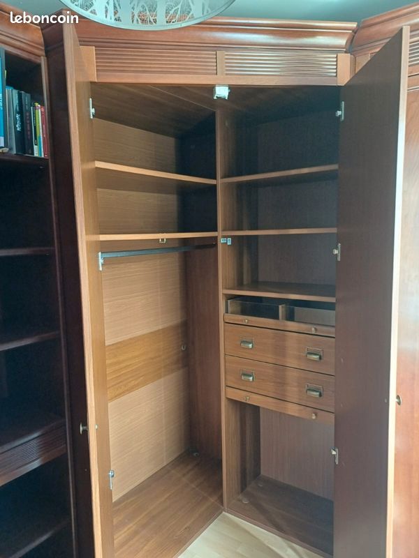Armoire-Dressing d'angle merisier massif CELIO(3 parties dissociables) (image 3)
