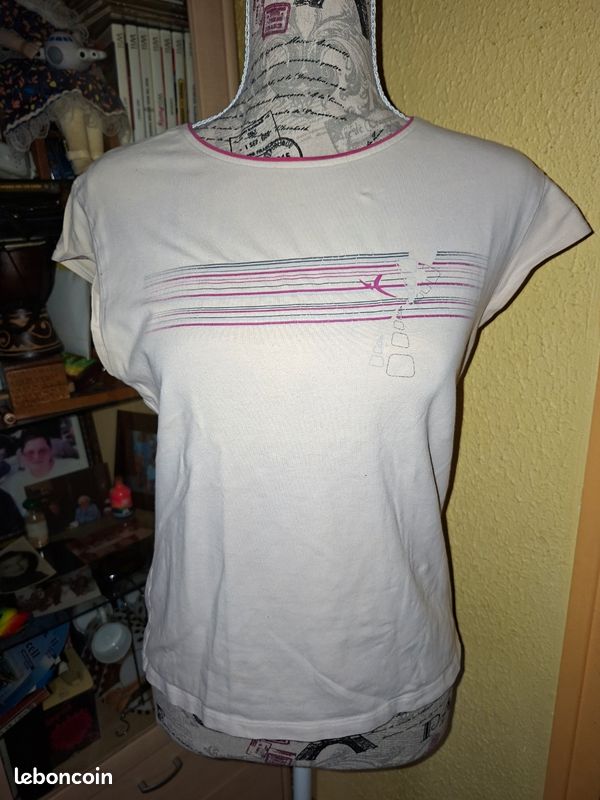 T-shirt de Sport Domyos (Decathlon) Rose et Blanc Vêtements