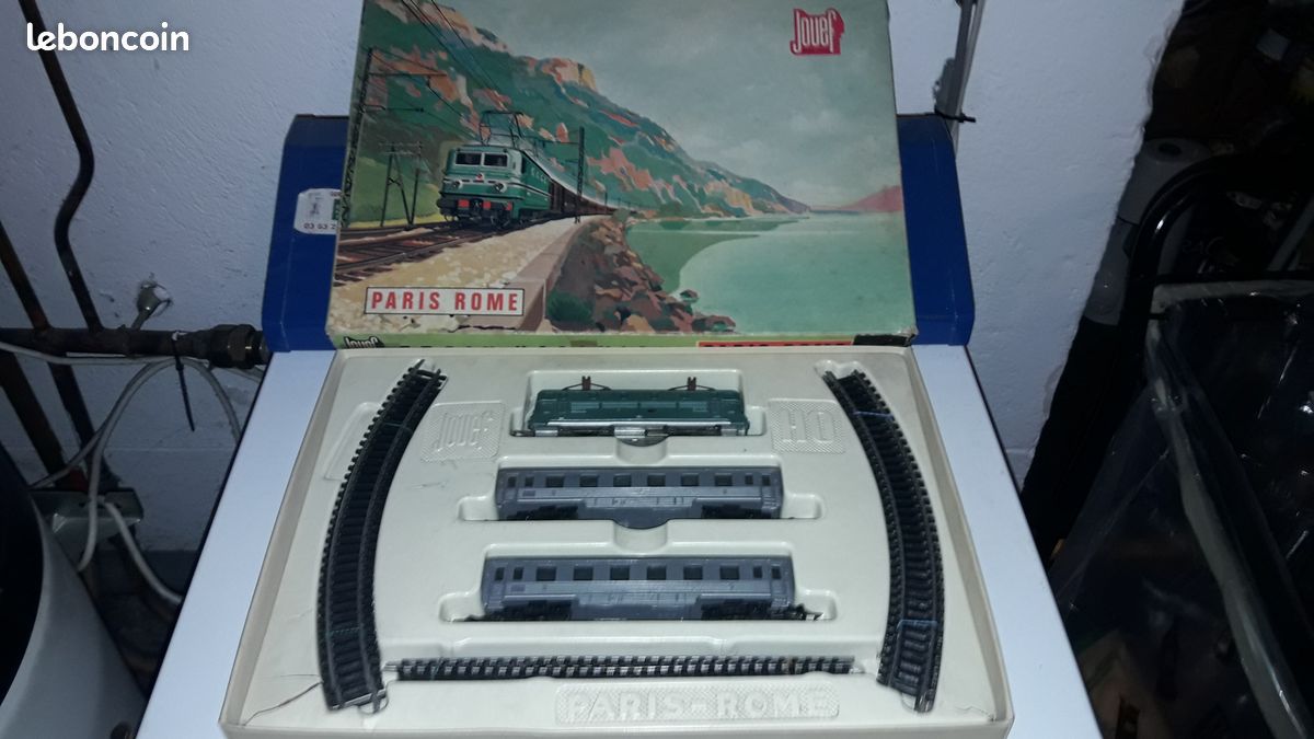 VINTAGE TRAIN MÉCANIQUE JOUEF PARIS ROME REF. 721 boite avec tunnel EUR