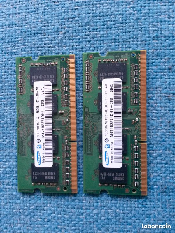 2 x 1-GB = 2-GB de mémoire PC3 8500s Samsung RAM (image 1)