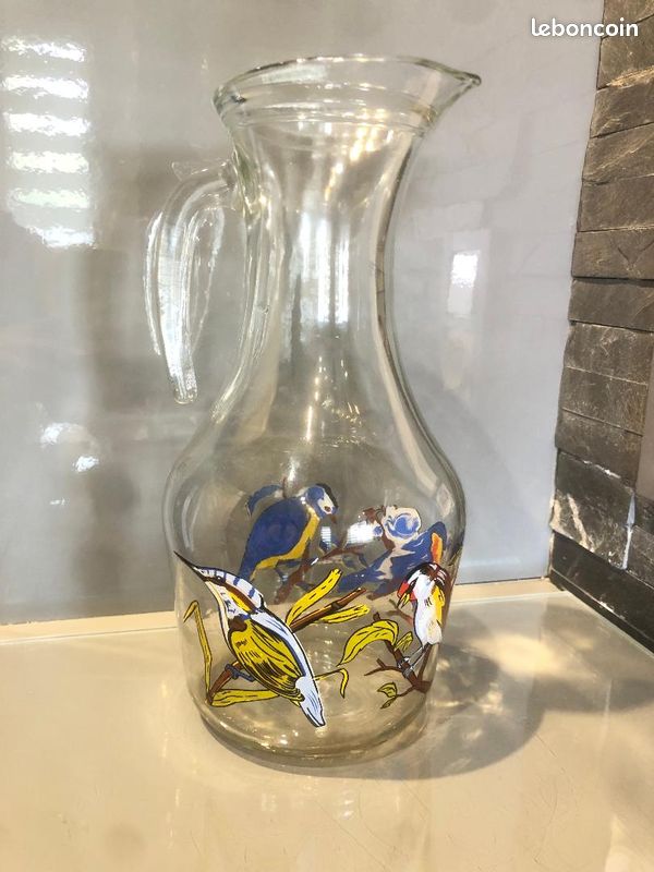 PICHET EN VERRE RAYÉ TRANSPARENT / NOIR : Verrerie