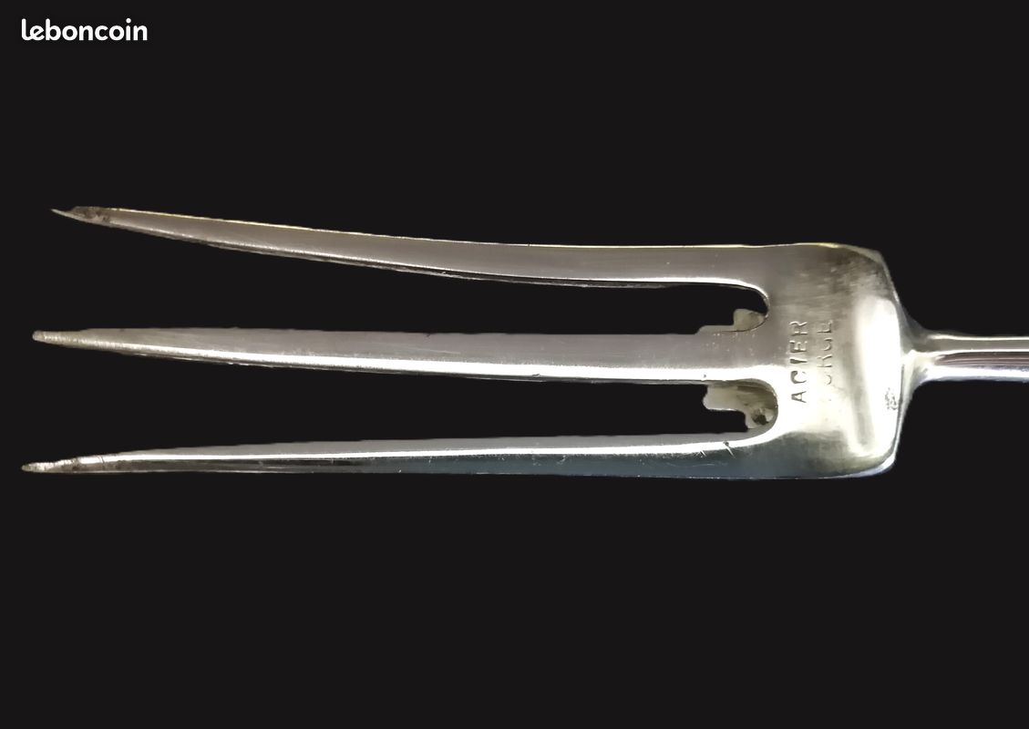 Set couverts pour couper la viande en métal argenté et acier forgé, style Napoléon III (image 7)