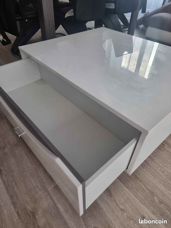 Table basse blanche laquée moderne - Gamme Wave Conforama (image 4)