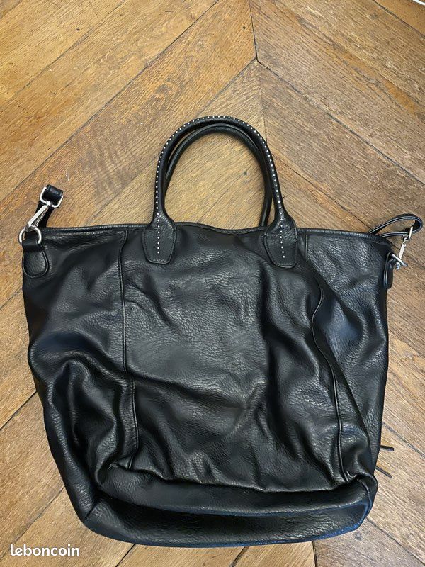 Sac en cuir noir à clous PRINTEMPS (image 2)