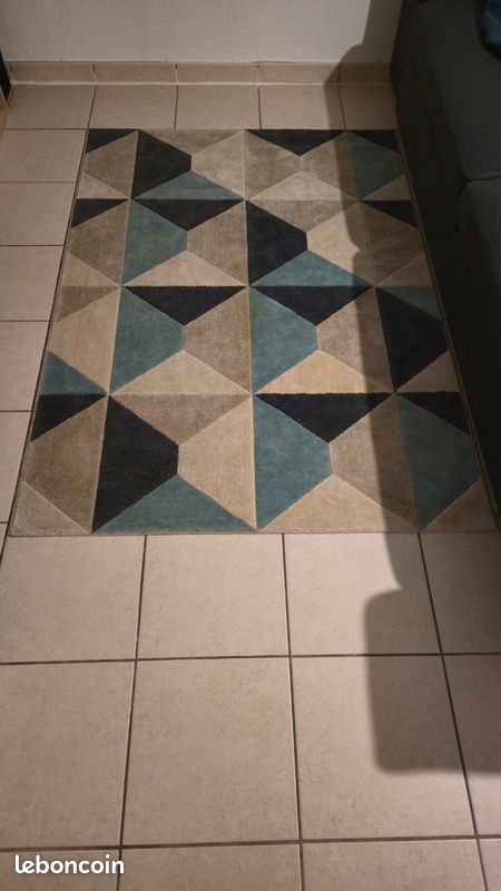 Tapis géométrique EXAGO bleu 120x170cm (image 1)