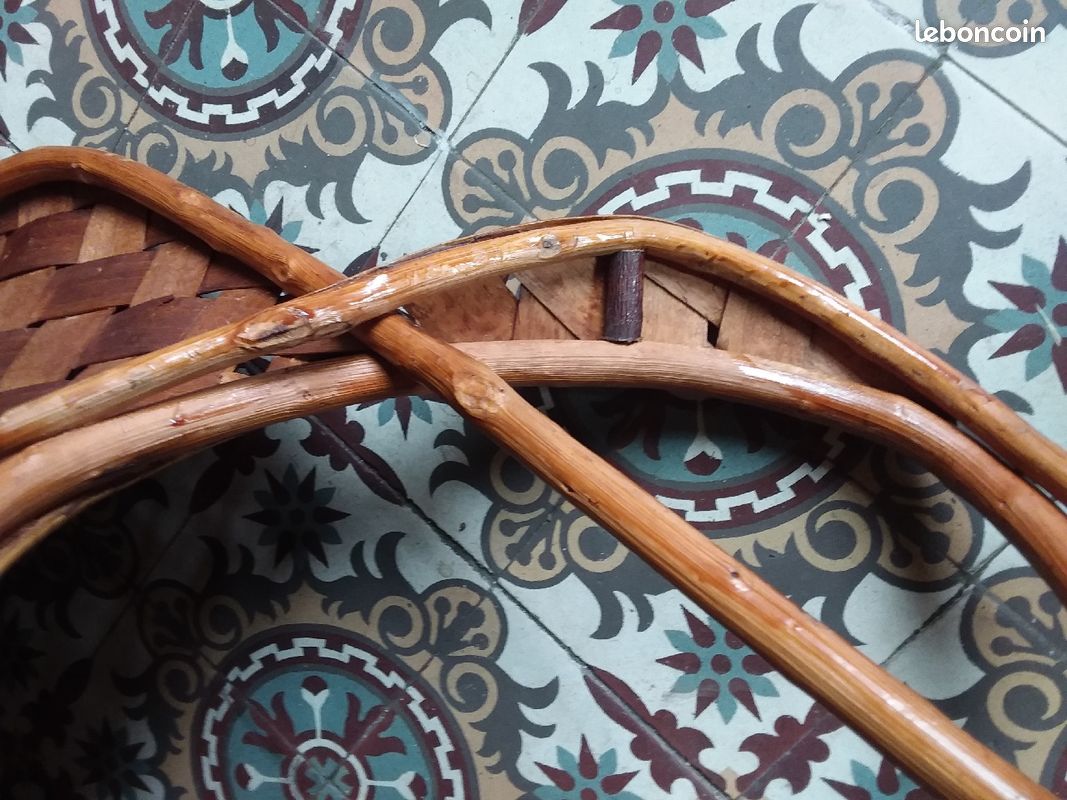 Fauteuil en bois et en écorces de châtaignier vintage (image 6)