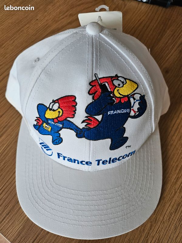 Adidas Equipe De France Casquette Vintage Footix Coupe Du Monde France 98 - La Poste - Taille Unique - Blanc - Bon état Supporter France