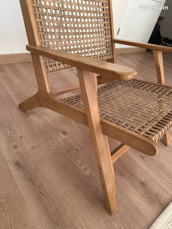 Fauteuil Kave Home bois et osier (image 2)