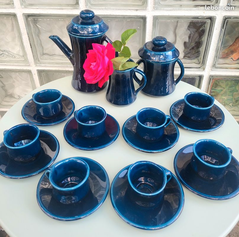 Service thé et café 8 personnes bleu (image 1)